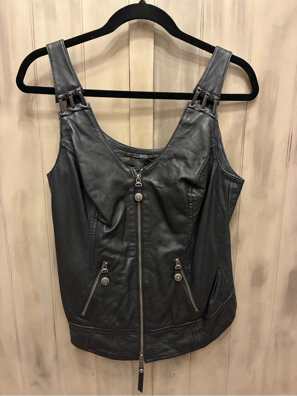 New Harley-Davidson 100% Sheepskin Leather Vest Vented Back Pockets NWOT